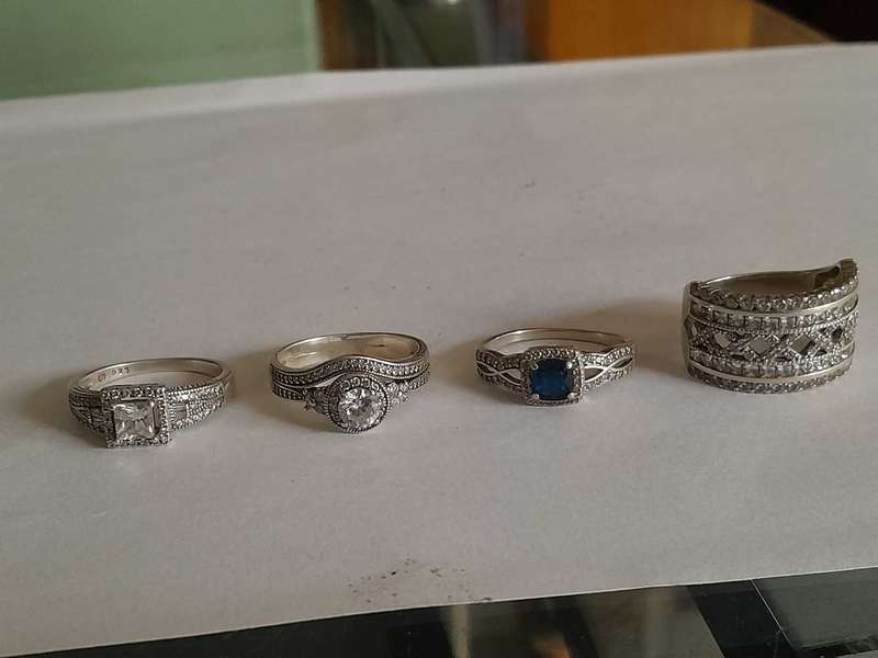 Four 925 Silver Rings. 20 mm Diameter.