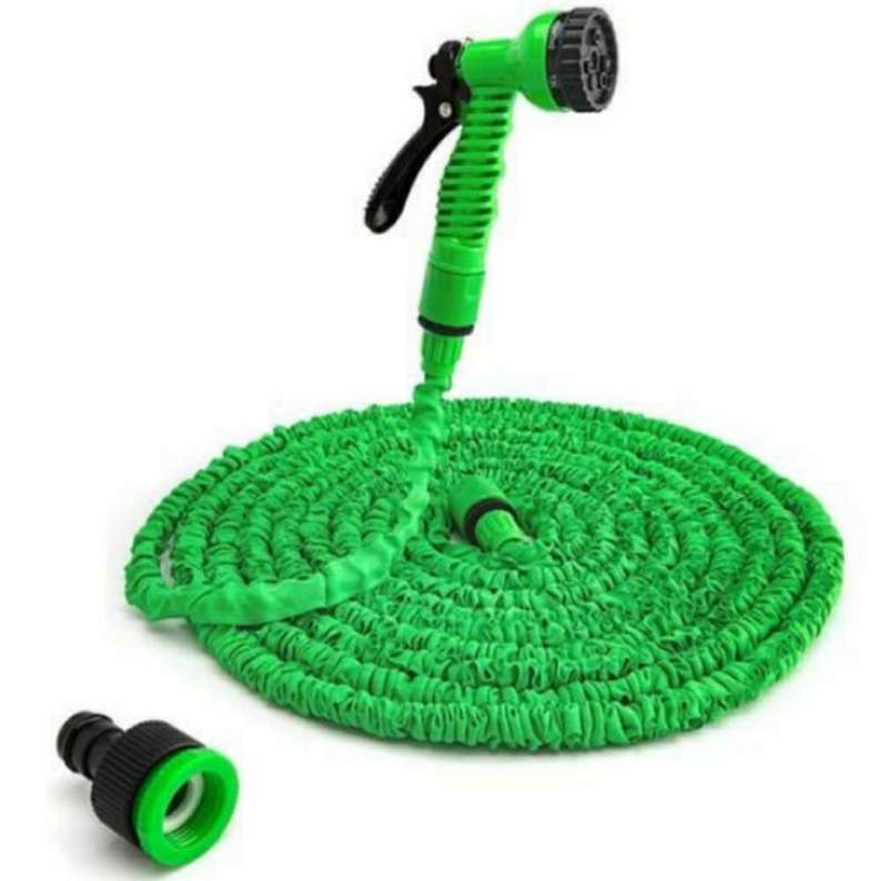 Expandable Magic Hosepipe with Spray Nozzle - 15m - Green.