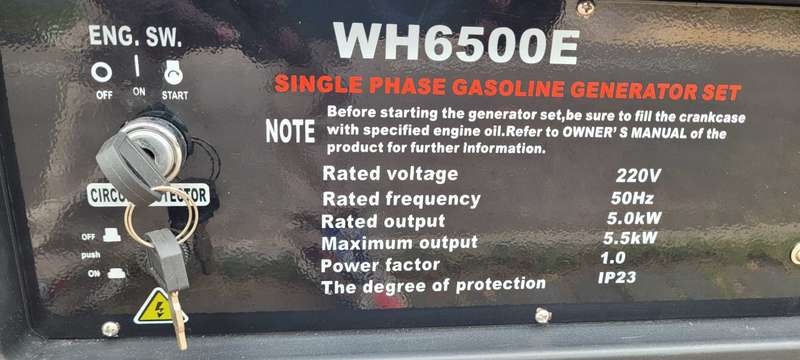Mac Afric Almost-New Quick-Start Petrol Generator (WH6500E)