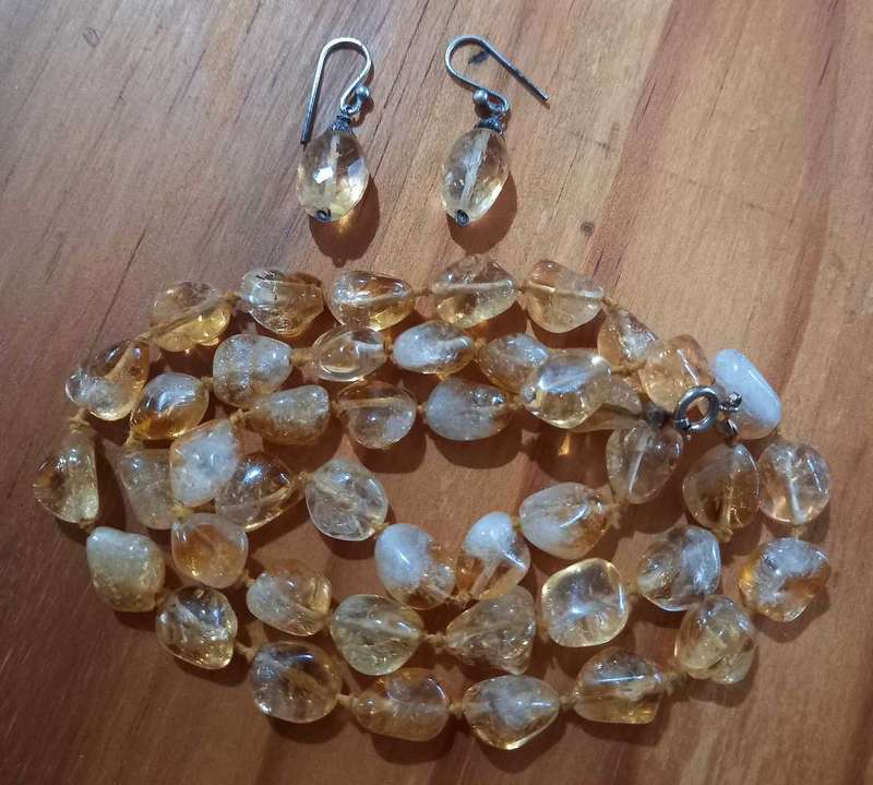 Vintage Citrine Necklace and Earrings