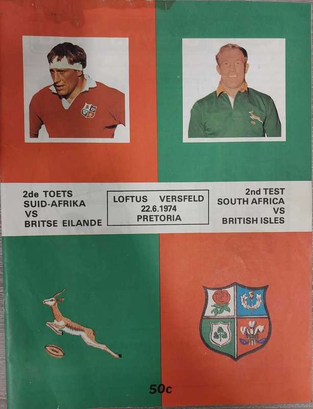 Rugby program SA vs British isles 1974