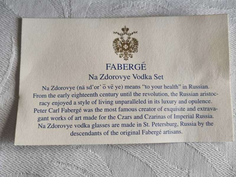 FABERGE Vodka shot glasses