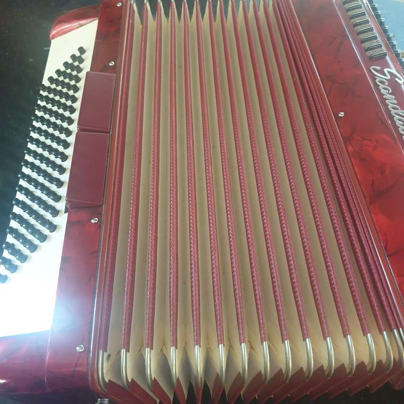 Accordian, Scandalli  96 bass in case with old music sheets