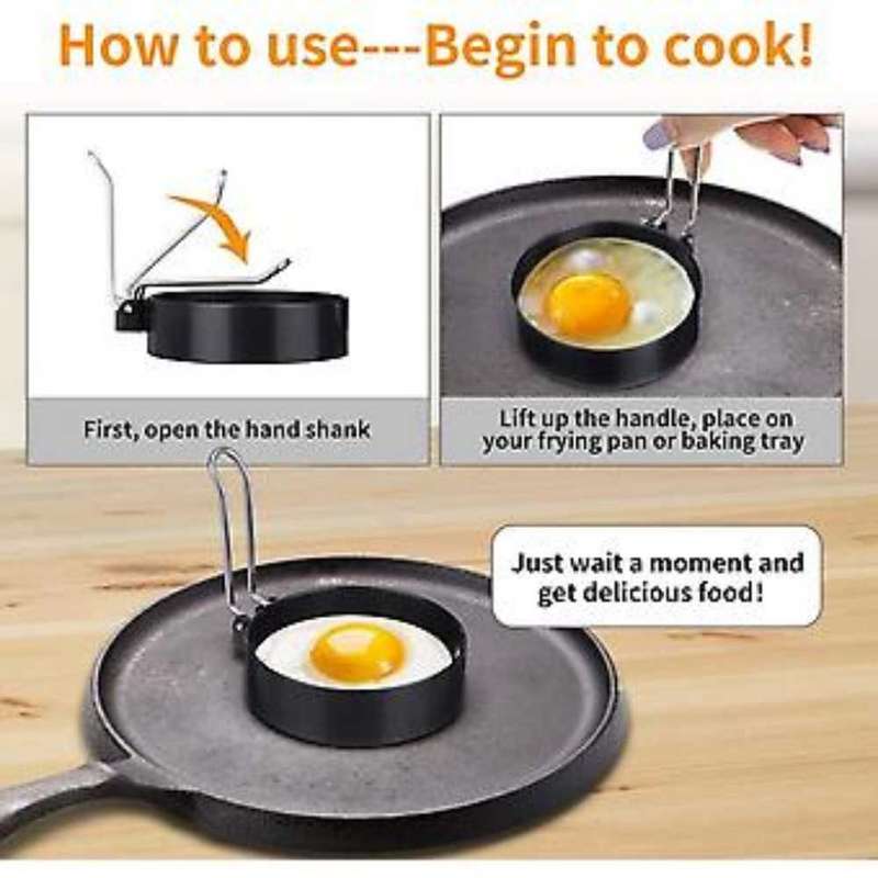 2 Pack Egg Ring, Non Stick Egg Rings,Poached Egg Rings,Egg Frying Rings (10.2cm2.1cm