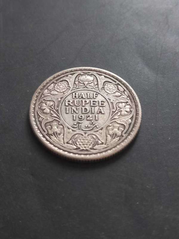 1921 India Silver Half Rupee