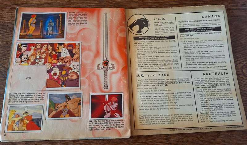 1986 Thundercats Panini Sticker Album