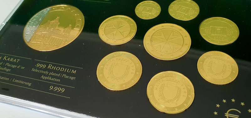 PRESTIGE EURO COIN SET - LTD. ED. - 24 KARAT - RHODIUM