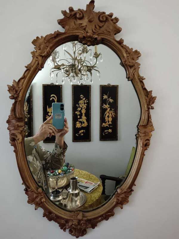 Vintage Baroque Style Oval Gold Mirror