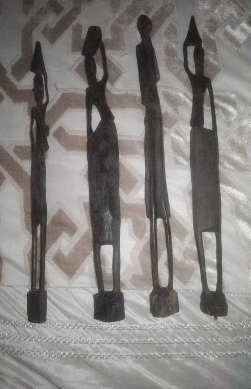 African hand carved wooden mask and sculptures