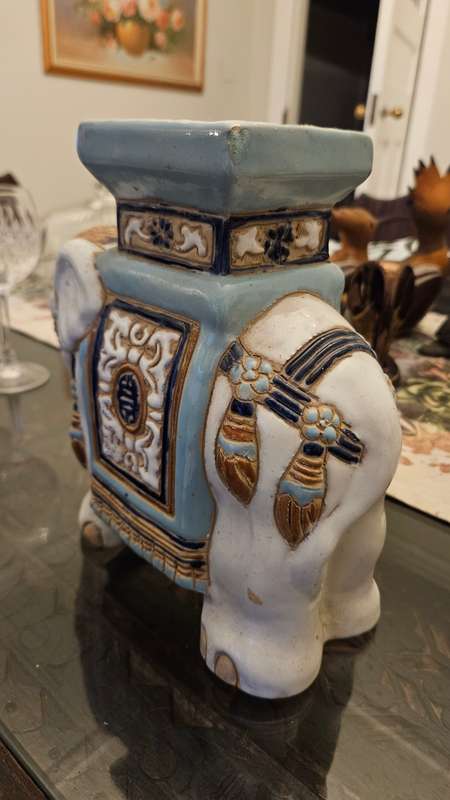 Vintage Chinese Ceramic Elephant Plant or Display Stand