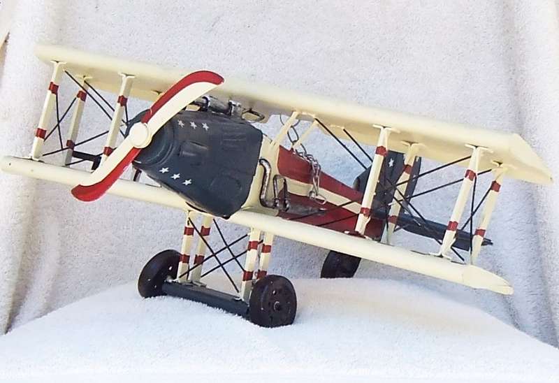 MUST SEE !! AN AWESOME AND BIG HIGHLY DETAILED METAL TIN TYPE FIGHTER PLANE !! WOW !!