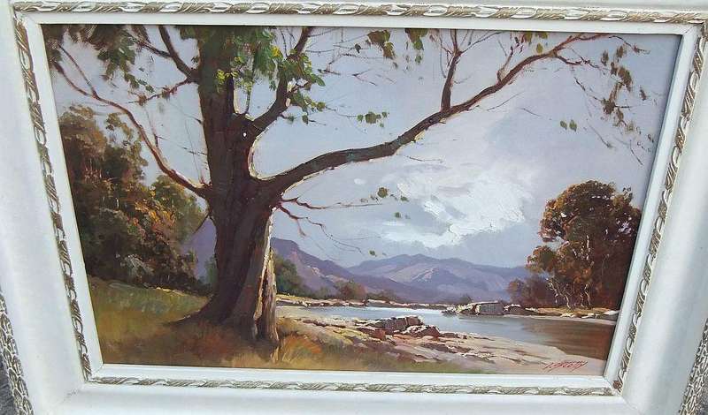 A STUNNING ORIGINAL OIL ON BOARD LANDSCAPE PAINTING BY TITTA FASCIOTTI ( PSEUDONYM T.SCOTTY )