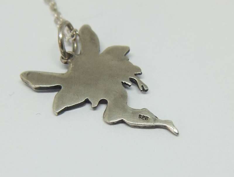 LOOK !! A HIGHLY DETAILED STERLING SILVER FAIRY PENDANT WITH A STERLING SILVER NECKLACE !!