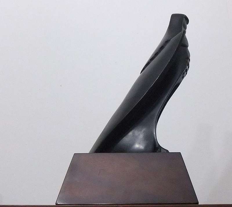 A  BEAUTIFUL VINTAGE SOLID BRONZE EAGLE STATUE ON WOODEN PLINTH DESIGNED BY JEAN DOYLE