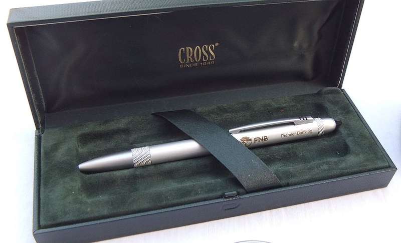 4 AWESOME VINTAGE GOOD QUALITY PENS - CORPORATE GIFTS "FNB" -ADPEL , SHEAFFER , CROSS !! BID FOR ALL