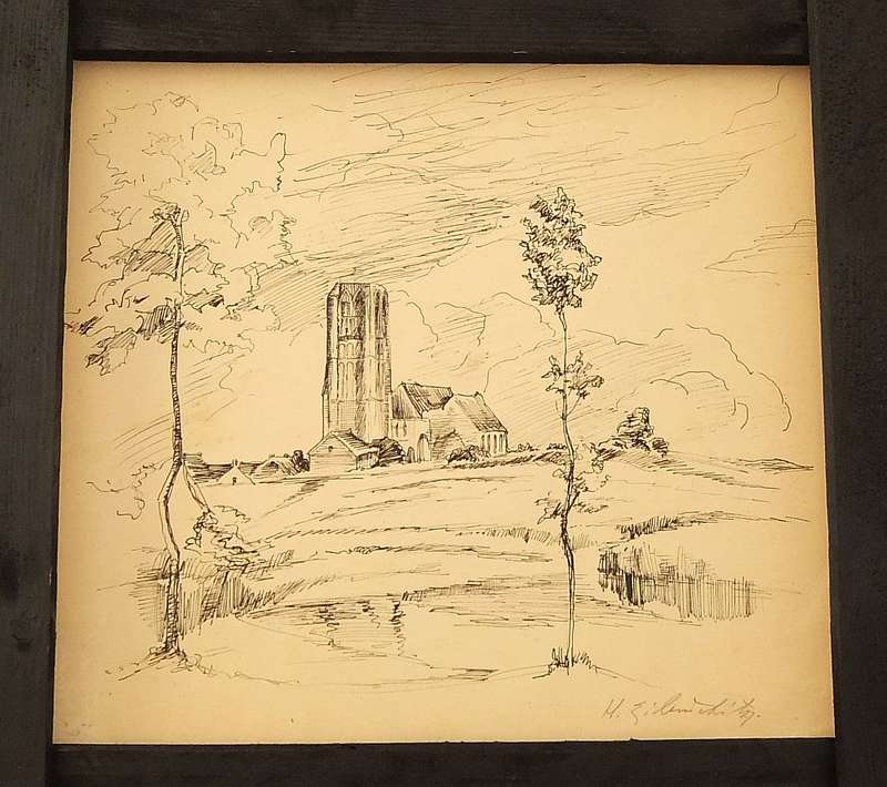 AN ORIGINAL SIGNED SKETCH BY HEDWIG BRECHER EIBUSCHITZ - UNFRAMED