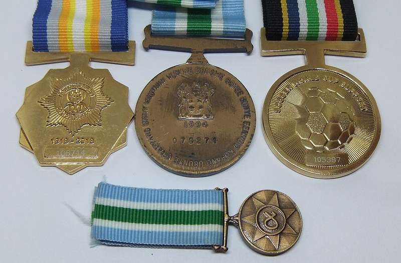 COOL FIND !! A LOT OF FOUR POLICE RELATED MEDALS WITH ORIGINAL RIBBONS IN GREAT CONDITION !!