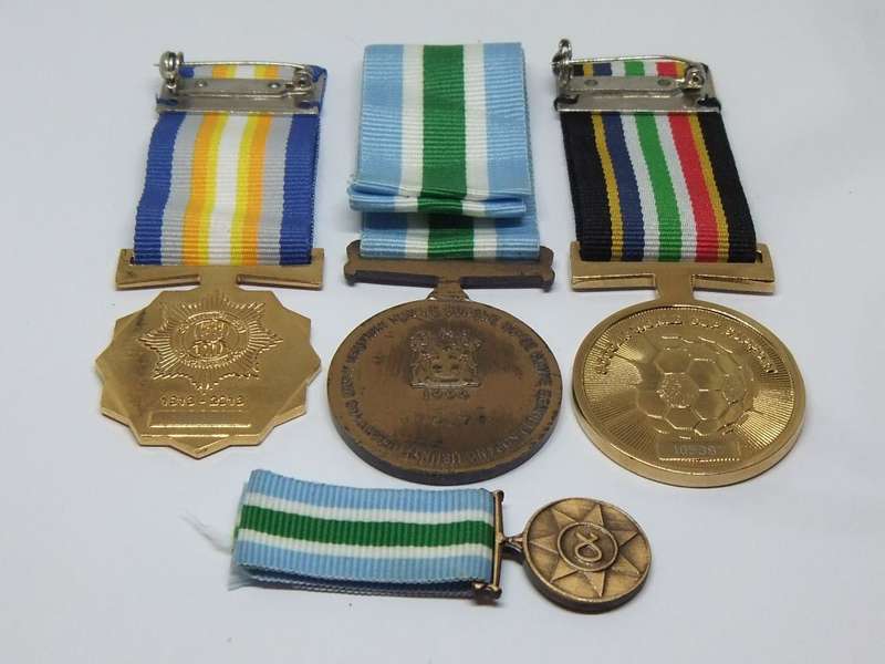 COOL FIND !! A LOT OF FOUR POLICE RELATED MEDALS WITH ORIGINAL RIBBONS IN GREAT CONDITION !!