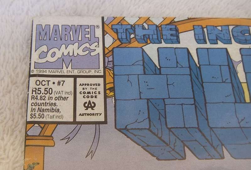 MARVEL COMICS - 1994 THE INCREDIBLE HULK #7 - SOUTH AFRICAN REPRINT