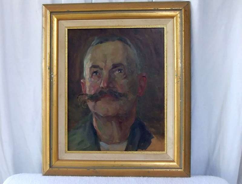 AN ORIGINAL OIL ON BOARD PORTRAIT BY HEDWIG BRECHER EIBUSCHITZ - UNFRAMED