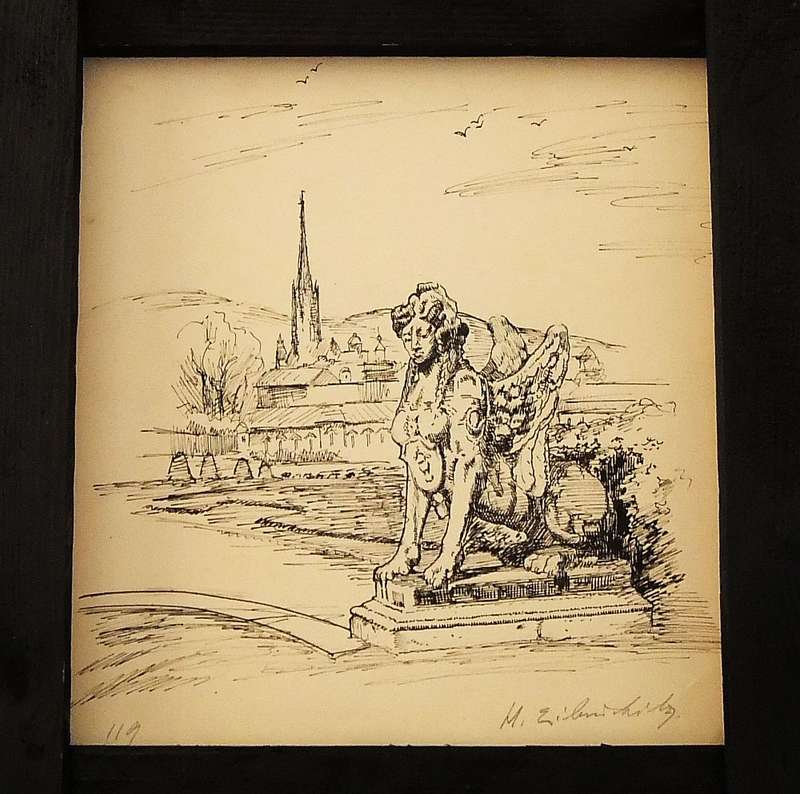 AN ORIGINAL SIGNED SKETCH BY HEDWIG BRECHER EIBUSCHITZ - UNFRAMED