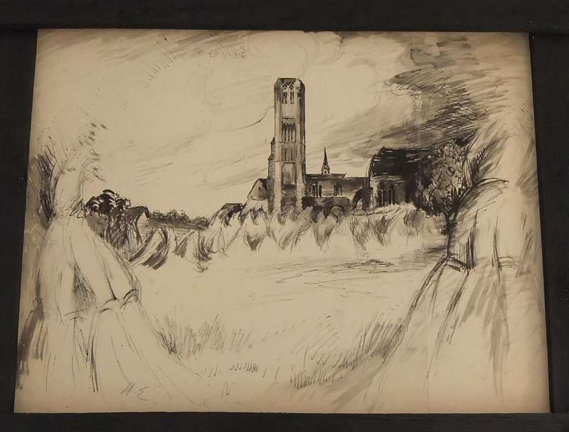 AN ORIGINAL SIGNED MIXED MEDIUM ARTWORK BY HEDWIG BRECHER EIBUSCHITZ - UNFRAMED
