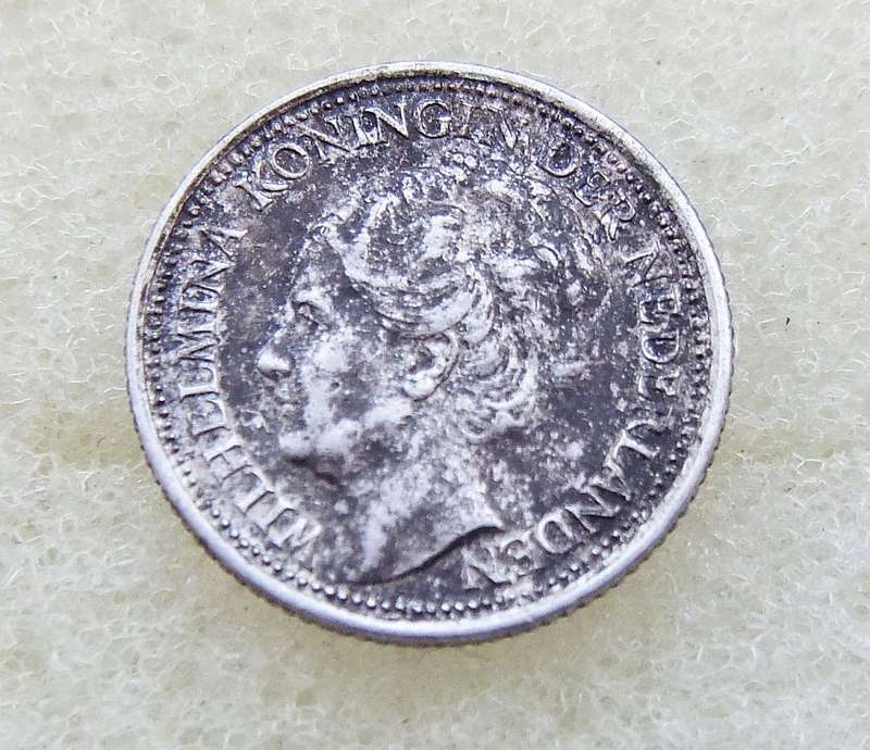 1937 TEN CENTS COIN - NETHERLANDS - SILVER