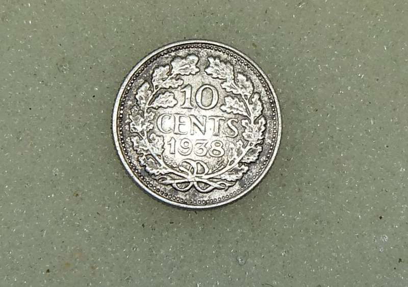 1938 TEN CENTS COIN - NETHERLANDS - SILVER