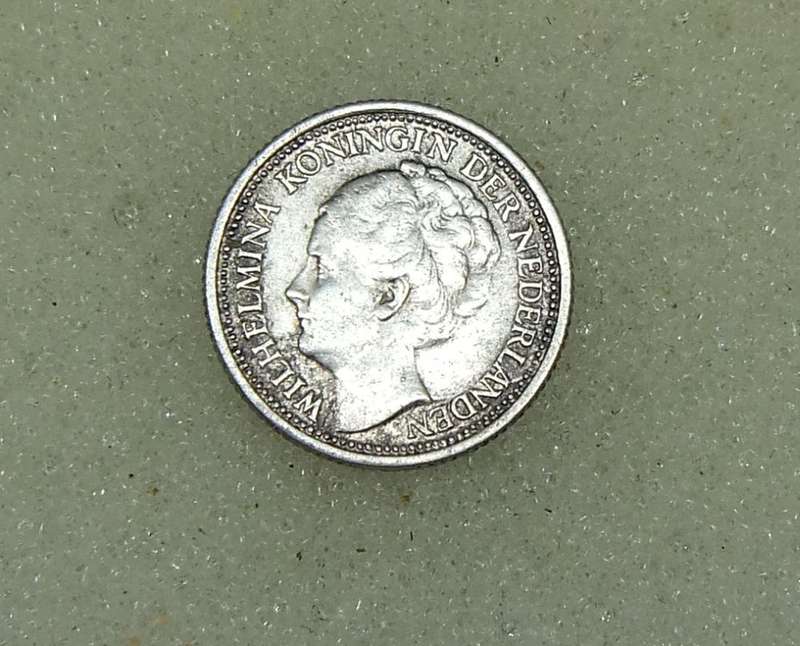 1938 TEN CENTS COIN - NETHERLANDS - SILVER