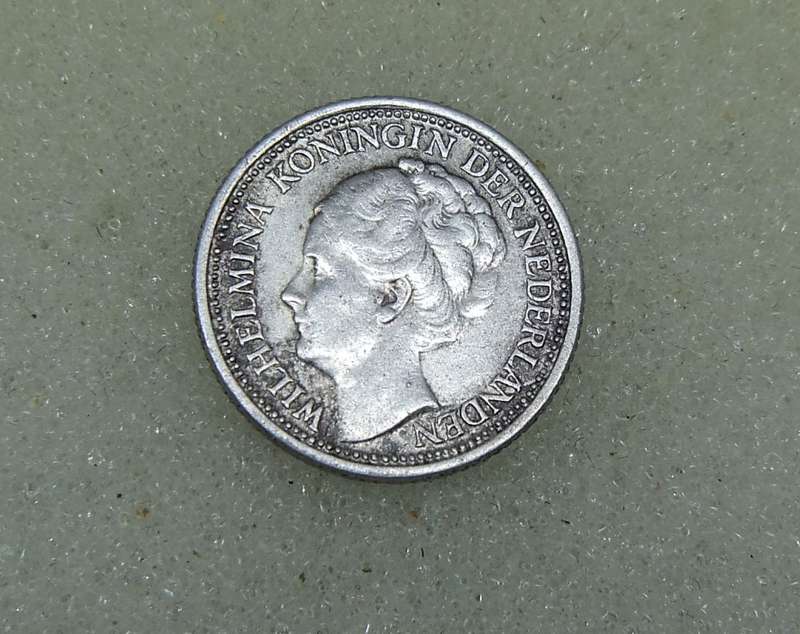 1938 TEN CENTS COIN - NETHERLANDS - SILVER