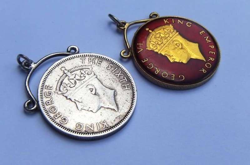 TWO VINTAGE PENDANTS MADE USING SOUTHERN RHODESIAN TWO SHILLING COINS