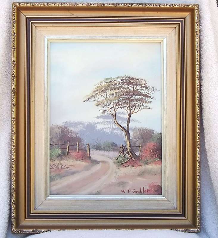 WOW !! A BEAUTIFUL FRAMED ORIGINAL OIL ON BOARD PAINTING BY SOUTH AFRICAN ARTIST W.P. GROBLER !!