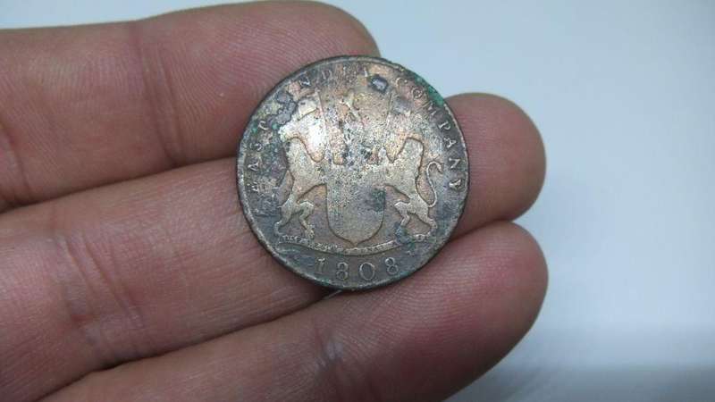 AN INTERESTING 1808 EAST INDIA COMPANY X CASH COIN - POSSIBLY SHIPWRECK SALVAGED - TAKE A LOOK !!