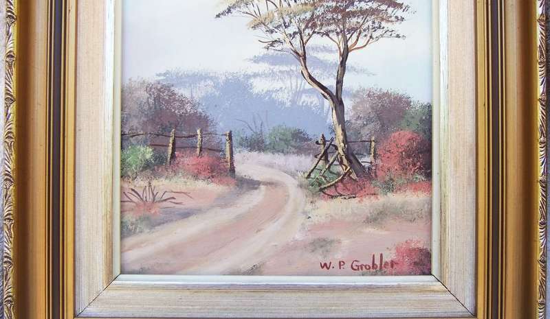 WOW !! A BEAUTIFUL FRAMED ORIGINAL OIL ON BOARD PAINTING BY SOUTH AFRICAN ARTIST W.P. GROBLER !!