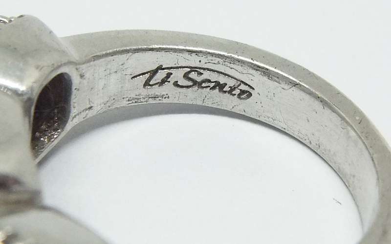 A GORGEOUS SOLID STERLING SILVER DESIGNER RING WITH FACETED INSETS BY TI SENTO- VALUE OVER 120 EURO