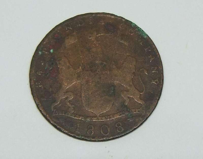 AN INTERESTING 1808 EAST INDIA COMPANY X CASH COIN - POSSIBLY SHIPWRECK SALVAGED - TAKE A LOOK !!