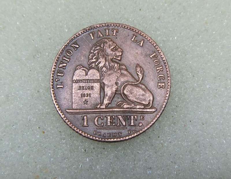 1914 BELGIUM ONE CENT COIN