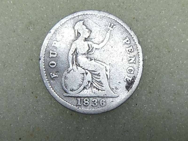 1836 BRITISH SILVER FOUR PENCE COIN
