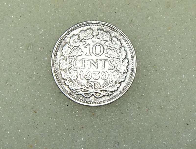 1939 TEN CENTS COIN - NETHERLANDS - SILVER