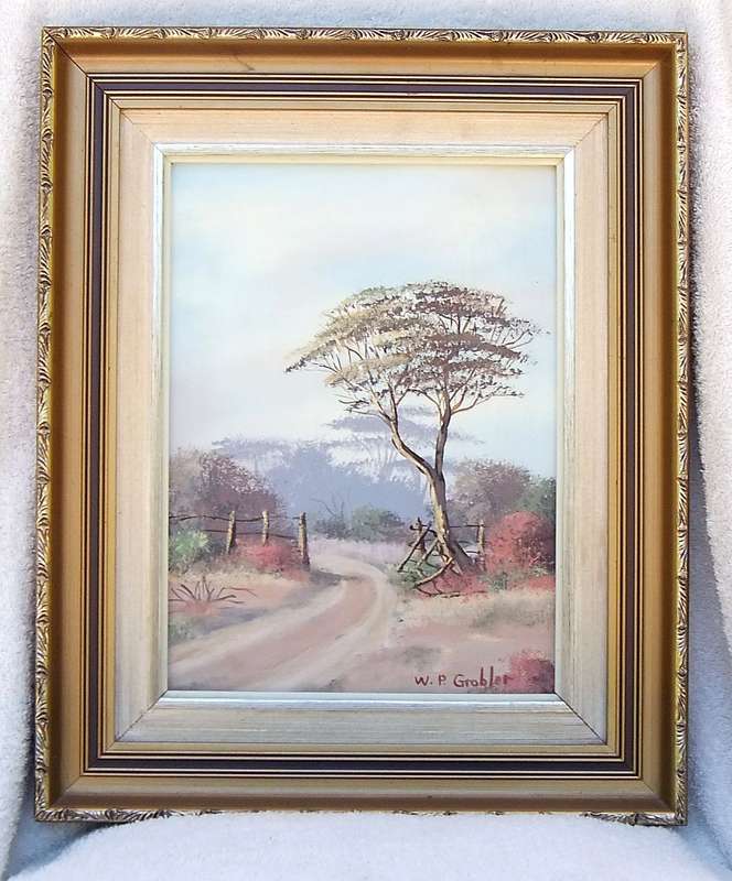 WOW !! A BEAUTIFUL FRAMED ORIGINAL OIL ON BOARD PAINTING BY SOUTH AFRICAN ARTIST W.P. GROBLER !!