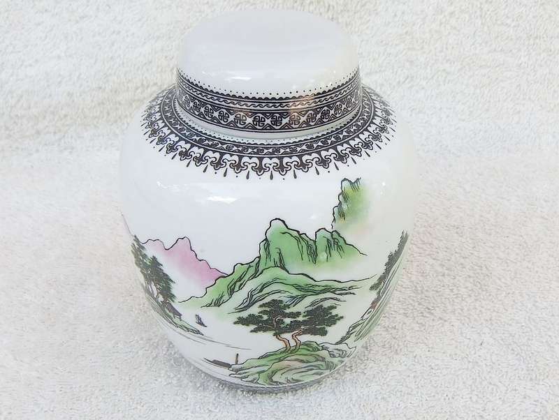 Vintage Chinese Porcelain Ginger Jar with Detailed Design