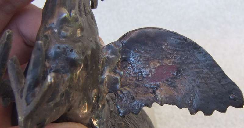 WOW !! AN AMAZING OLD SET OF METAL " FIGHTING COCKS " ORNAMENTS WITH A BEAUTIFUL OXIDIZED PATINA !!