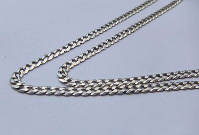 AN AWESOME EXTRA LONG SOLID STERLING SILVER NECKLACE WITH AN OVERSIZED STRONG CLASP !! WOW !!