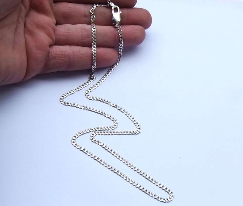 AN AWESOME EXTRA LONG SOLID STERLING SILVER NECKLACE WITH AN OVERSIZED STRONG CLASP !! WOW !!