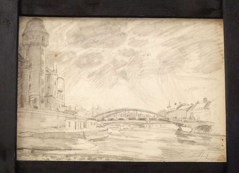 AN ORIGINAL SIGNED SKETCH BY HEDWIG BRECHER EIBUSCHITZ - UNFRAMED