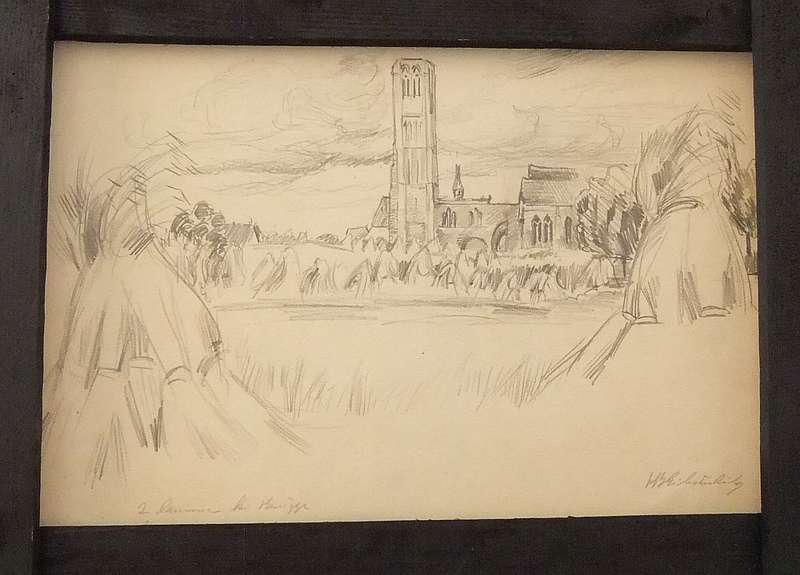 AN ORIGINAL SIGNED SKETCH BY HEDWIG BRECHER EIBUSCHITZ - UNFRAMED
