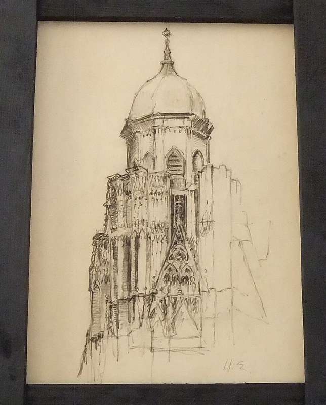 AN ORIGINAL SIGNED SKETCH BY HEDWIG BRECHER EIBUSCHITZ - UNFRAMED
