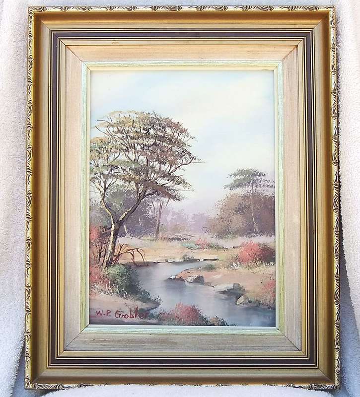 WOW !! A STUNNING FRAMED AND SIGNED ORIGINAL OIL ON BOARD BY SOUTH AFRICAN ARTIST W.P. GROBLER !!