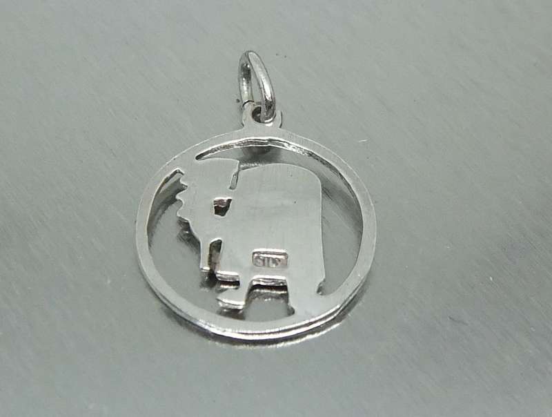 A RARE VINTAGE 1970`S STERLING SILVER "VIRGO" ZODIAC SIGN PENDANT - NEVER WORN - FREE COMBINING !!