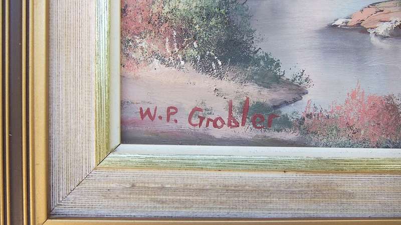 WOW !! A STUNNING FRAMED AND SIGNED ORIGINAL OIL ON BOARD BY SOUTH AFRICAN ARTIST W.P. GROBLER !!